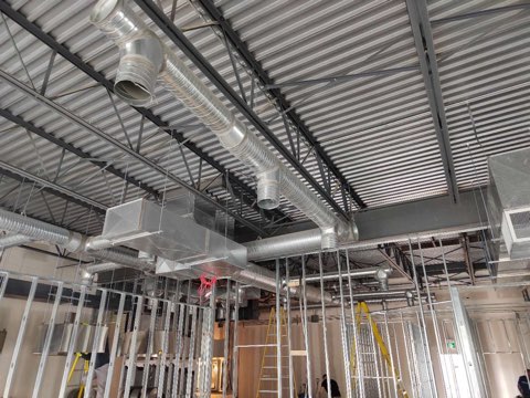Detailed view of commercial HVAC installation